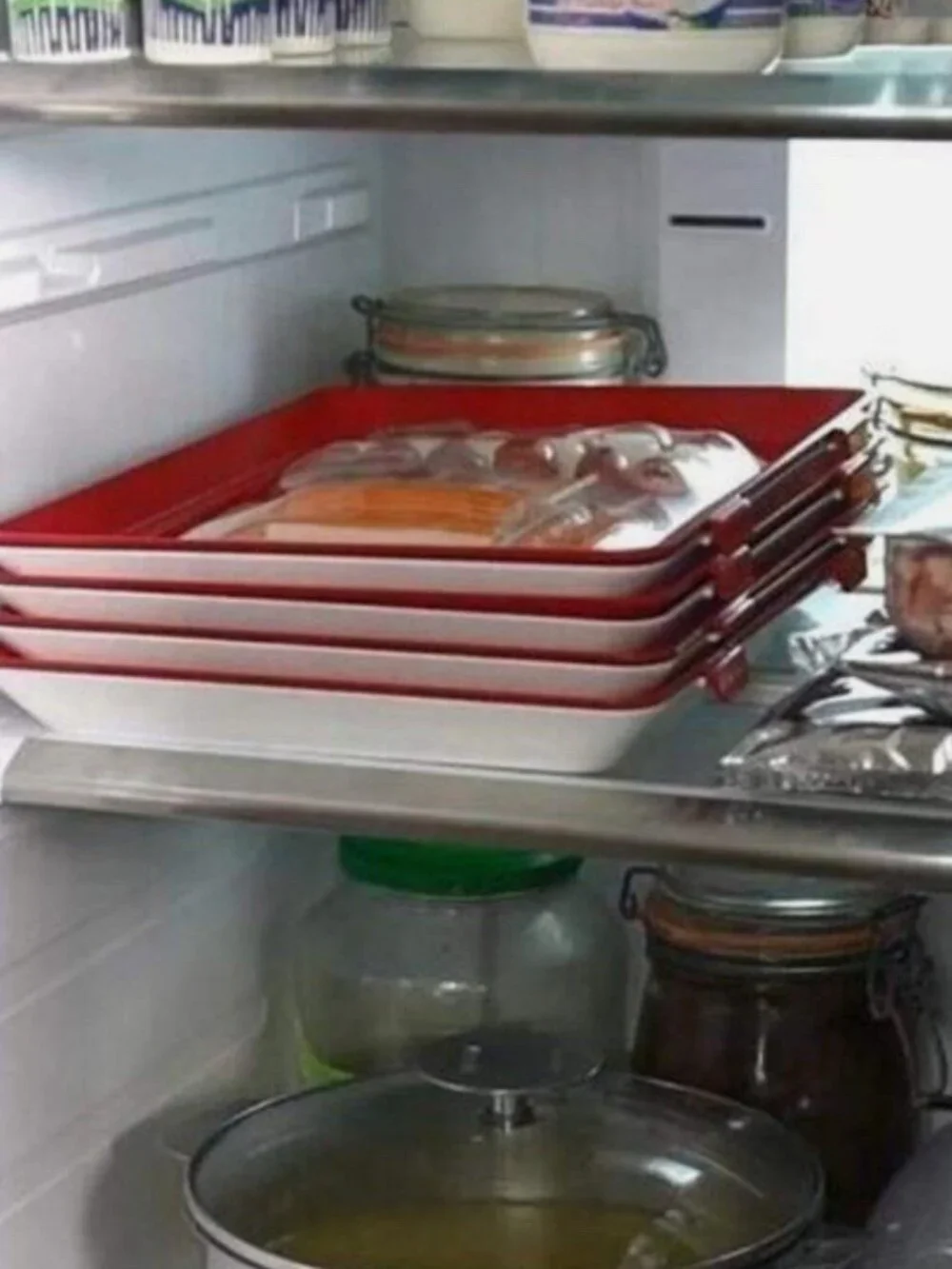 Food Preservation Clever Trays Red Rectangle 6 Pack